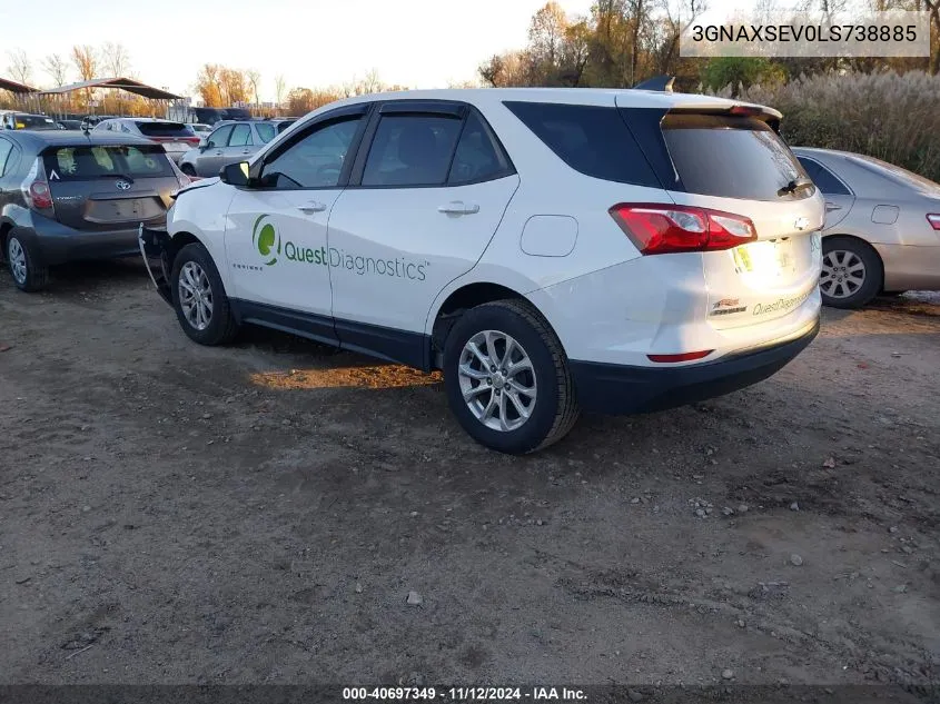 2020 Chevrolet Equinox Awd Ls VIN: 3GNAXSEV0LS738885 Lot: 40697349