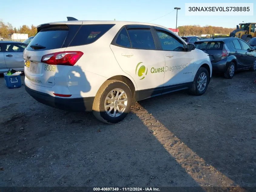 2020 Chevrolet Equinox Awd Ls VIN: 3GNAXSEV0LS738885 Lot: 40697349