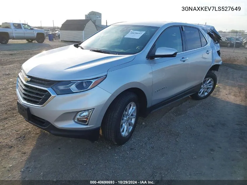 2020 Chevrolet Equinox Fwd Lt 1.5L Turbo VIN: 3GNAXKEV7LS527649 Lot: 40698693