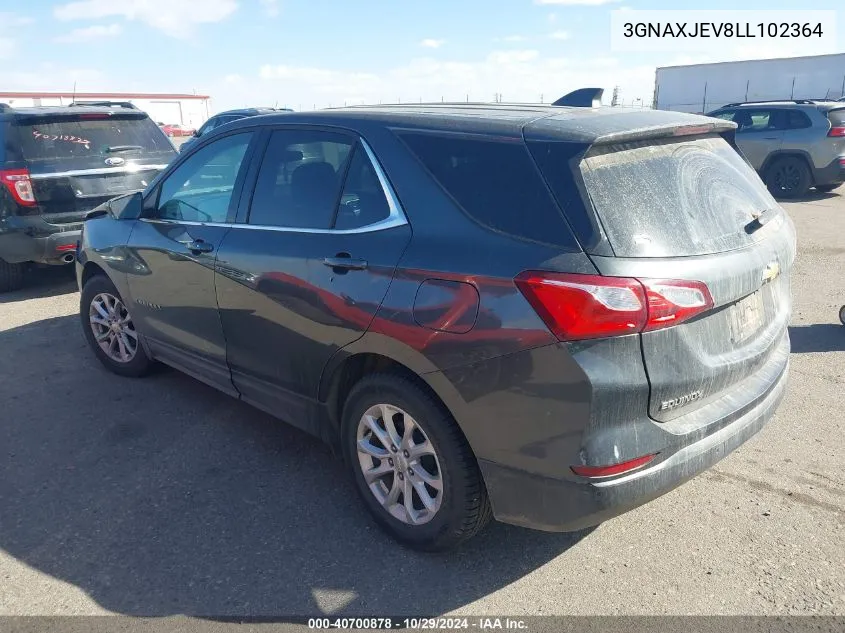 2020 Chevrolet Equinox Fwd 2Fl VIN: 3GNAXJEV8LL102364 Lot: 40700878