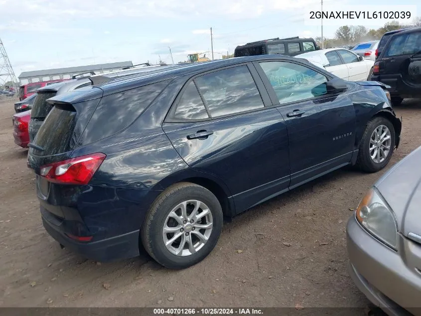 2020 Chevrolet Equinox Fwd Ls VIN: 2GNAXHEV1L6102039 Lot: 40701266