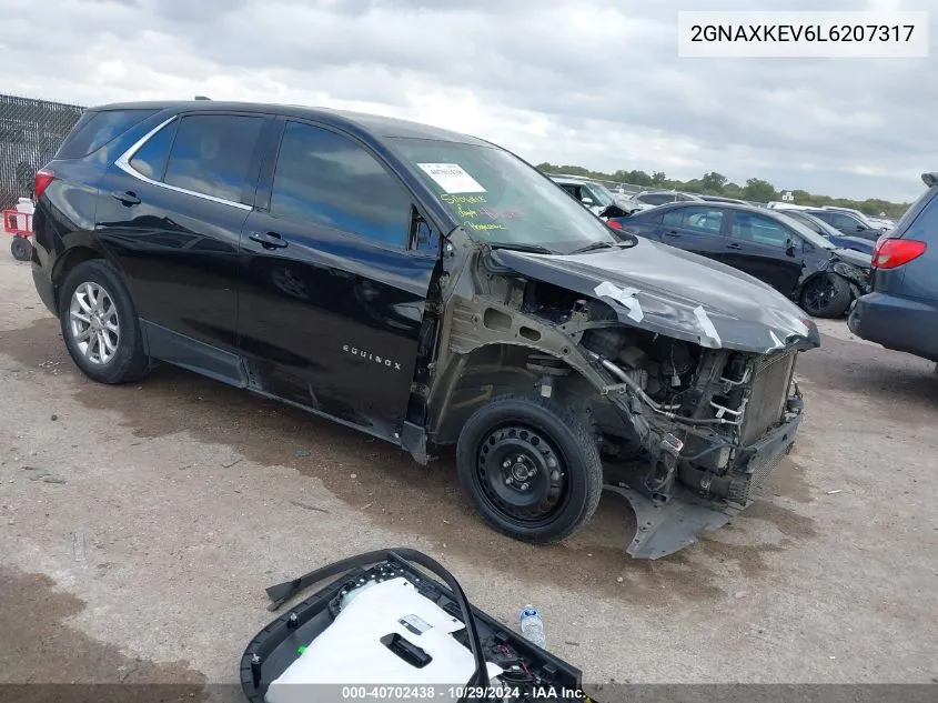 2020 Chevrolet Equinox Fwd Lt 1.5L Turbo VIN: 2GNAXKEV6L6207317 Lot: 40702438