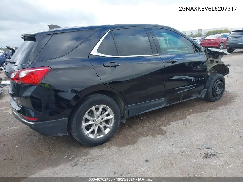 2020 Chevrolet Equinox Fwd Lt 1.5L Turbo VIN: 2GNAXKEV6L6207317 Lot: 40702438