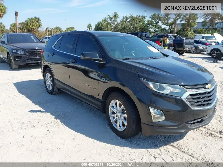 2020 Chevrolet Equinox Fwd Lt 1.5L Turbo VIN: 2GNAXKEV2L6281091 Lot: 40706371