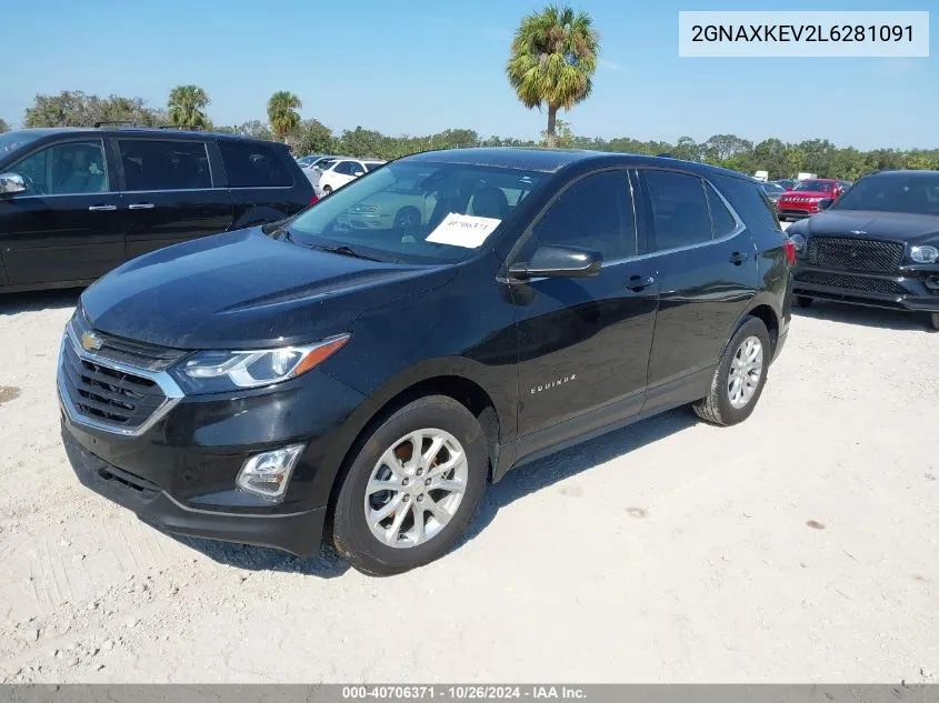 2020 Chevrolet Equinox Fwd Lt 1.5L Turbo VIN: 2GNAXKEV2L6281091 Lot: 40706371