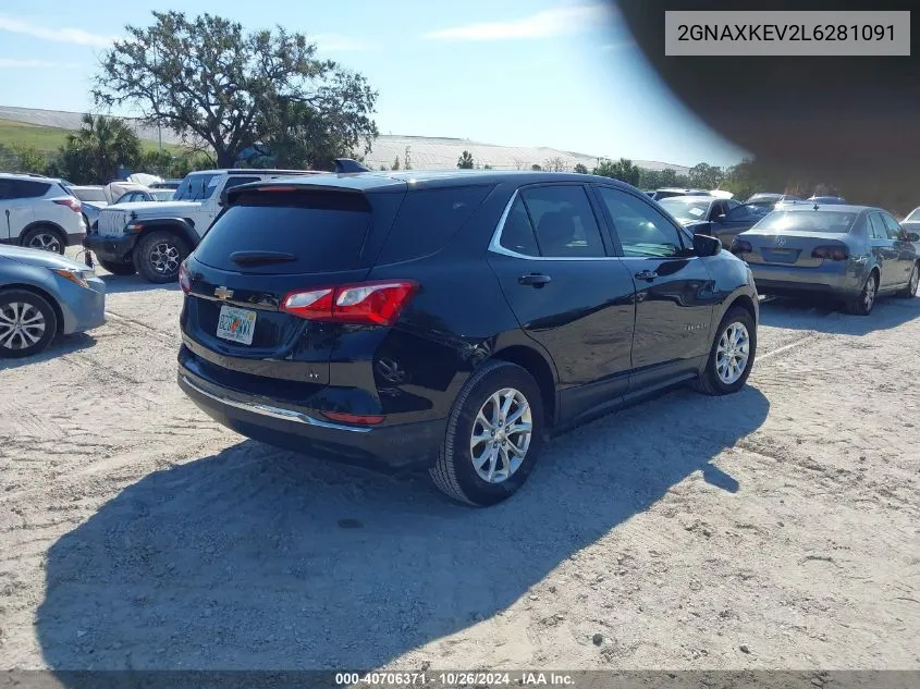 2020 Chevrolet Equinox Fwd Lt 1.5L Turbo VIN: 2GNAXKEV2L6281091 Lot: 40706371