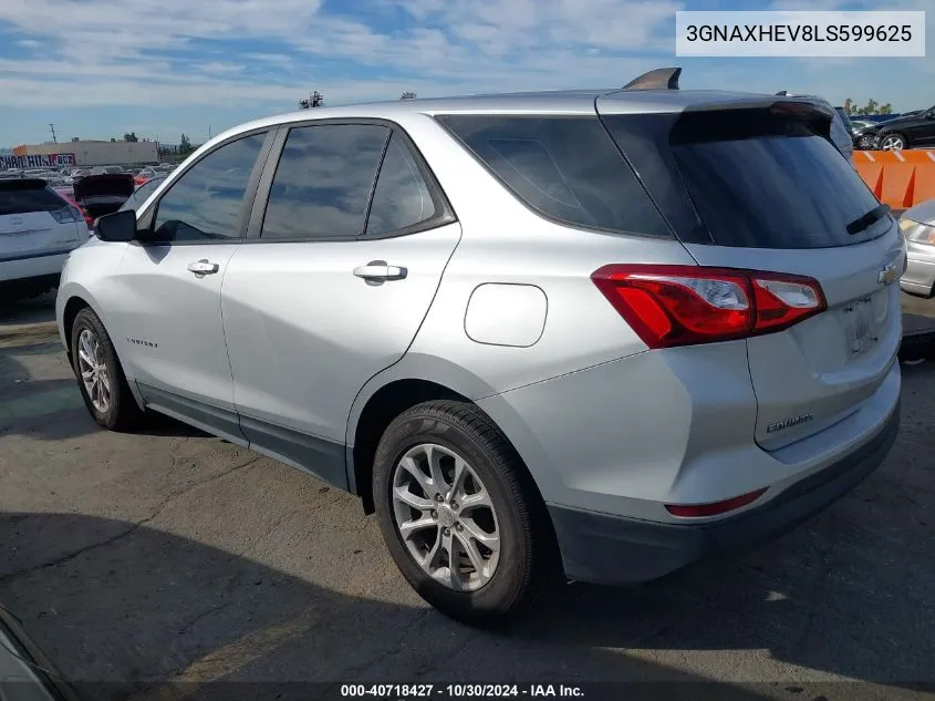 2020 Chevrolet Equinox Fwd Ls VIN: 3GNAXHEV8LS599625 Lot: 40718427