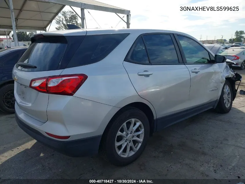 2020 Chevrolet Equinox Fwd Ls VIN: 3GNAXHEV8LS599625 Lot: 40718427