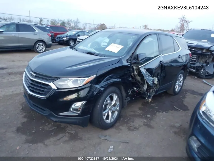 2020 Chevrolet Equinox Fwd Lt 1.5L Turbo VIN: 2GNAXKEV3L6104243 Lot: 40723667