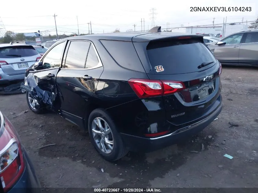 2020 Chevrolet Equinox Fwd Lt 1.5L Turbo VIN: 2GNAXKEV3L6104243 Lot: 40723667