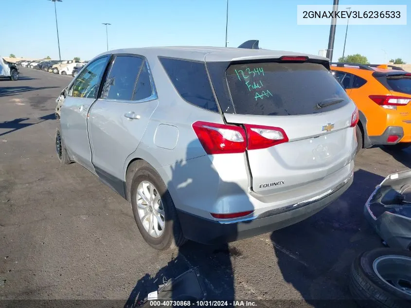 2020 Chevrolet Equinox Fwd Lt 1.5L Turbo VIN: 2GNAXKEV3L6236533 Lot: 40730868