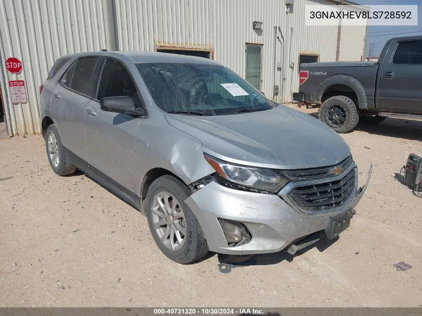 2020 Chevrolet Equinox Fwd Ls VIN: 3GNAXHEV8LS728592 Lot: 40731320