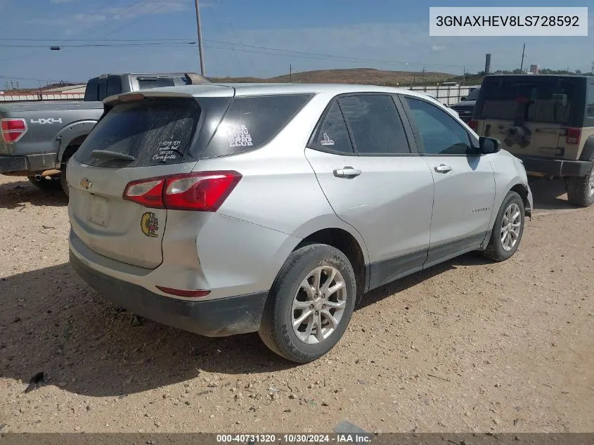 2020 Chevrolet Equinox Fwd Ls VIN: 3GNAXHEV8LS728592 Lot: 40731320