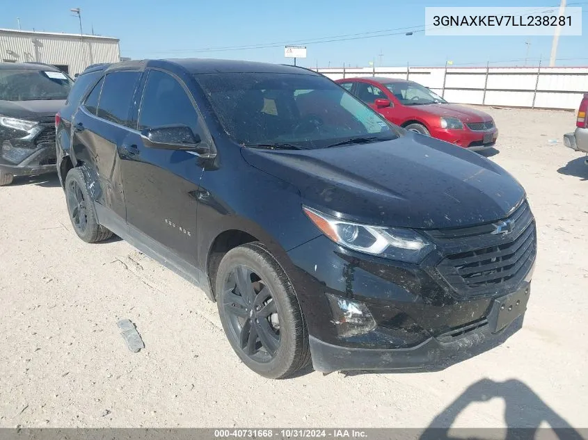 2020 Chevrolet Equinox Fwd Lt 1.5L Turbo VIN: 3GNAXKEV7LL238281 Lot: 40731668