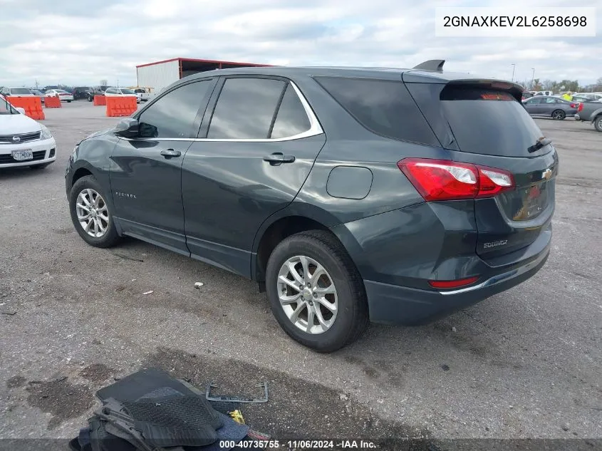 2020 Chevrolet Equinox Fwd Lt 1.5L Turbo VIN: 2GNAXKEV2L6258698 Lot: 40735755