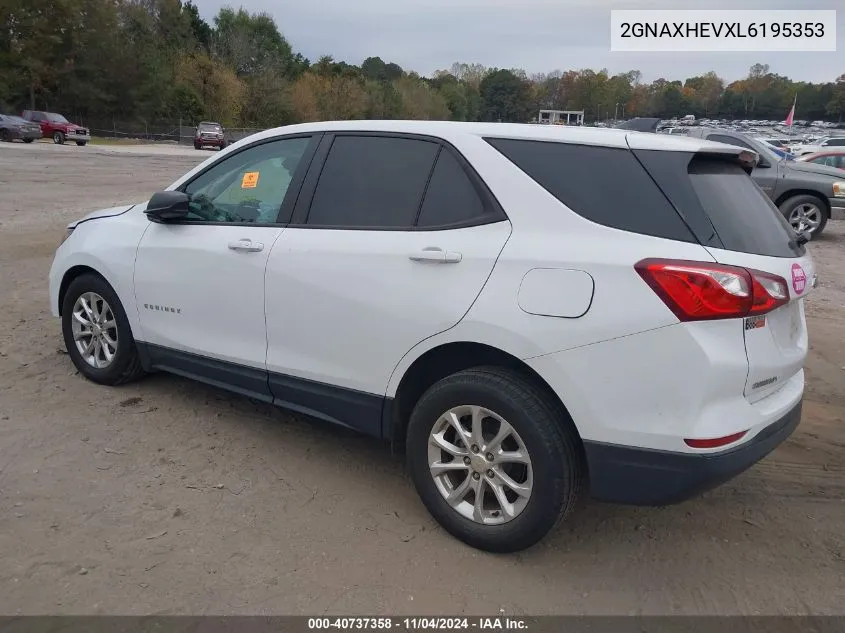 2020 Chevrolet Equinox Ls VIN: 2GNAXHEVXL6195353 Lot: 40737358