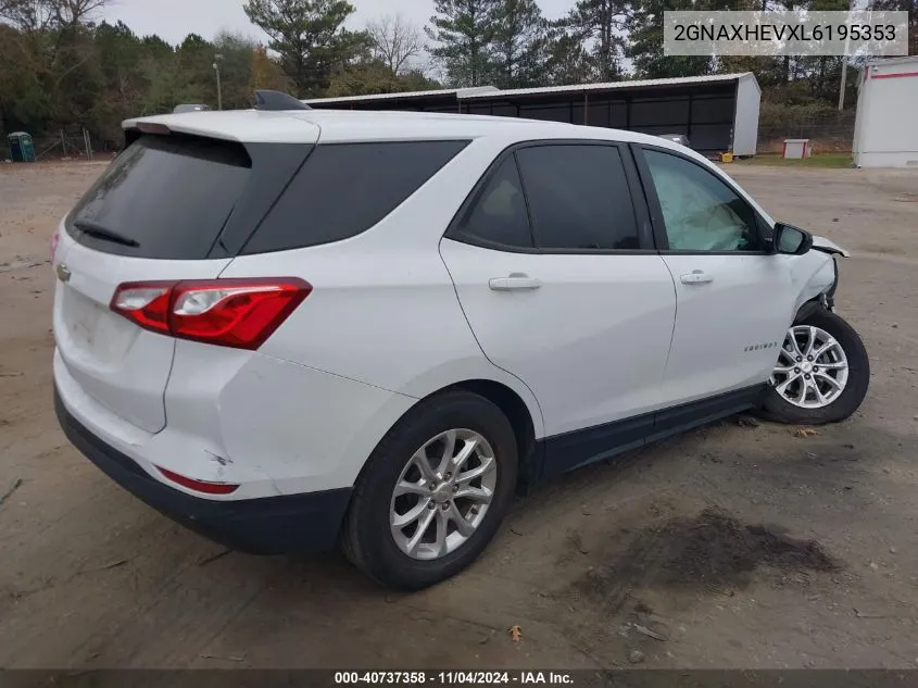 2020 Chevrolet Equinox Ls VIN: 2GNAXHEVXL6195353 Lot: 40737358