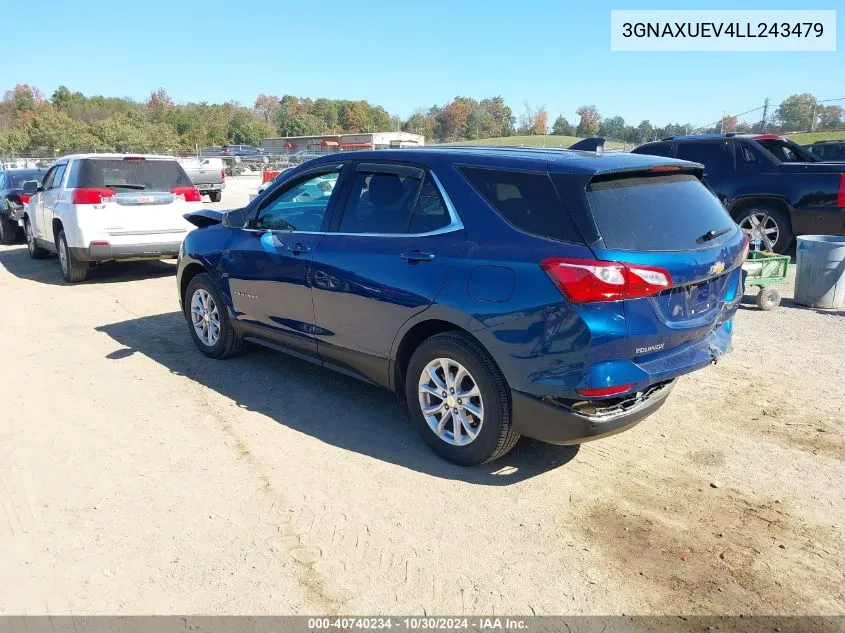 2020 Chevrolet Equinox Awd Lt 1.5L Turbo VIN: 3GNAXUEV4LL243479 Lot: 40740234