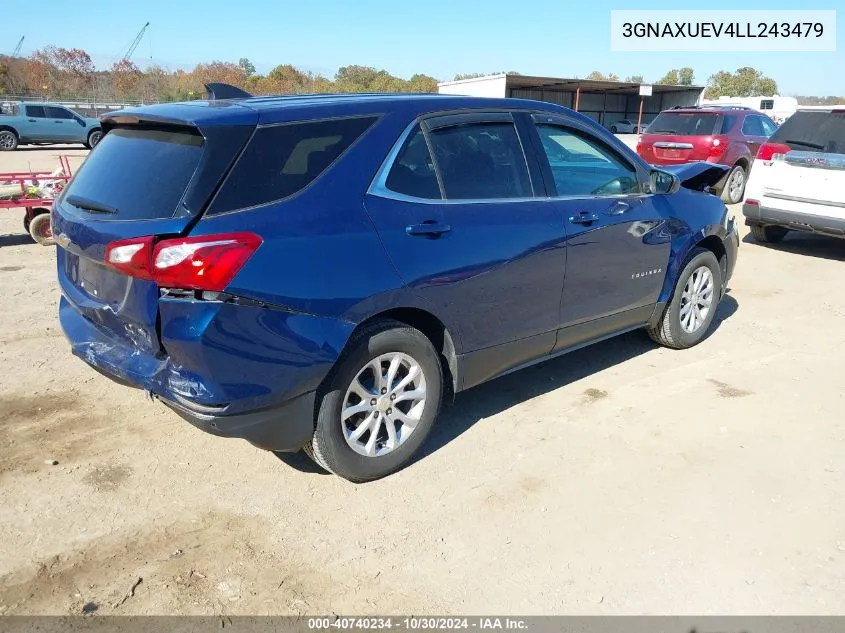 2020 Chevrolet Equinox Awd Lt 1.5L Turbo VIN: 3GNAXUEV4LL243479 Lot: 40740234