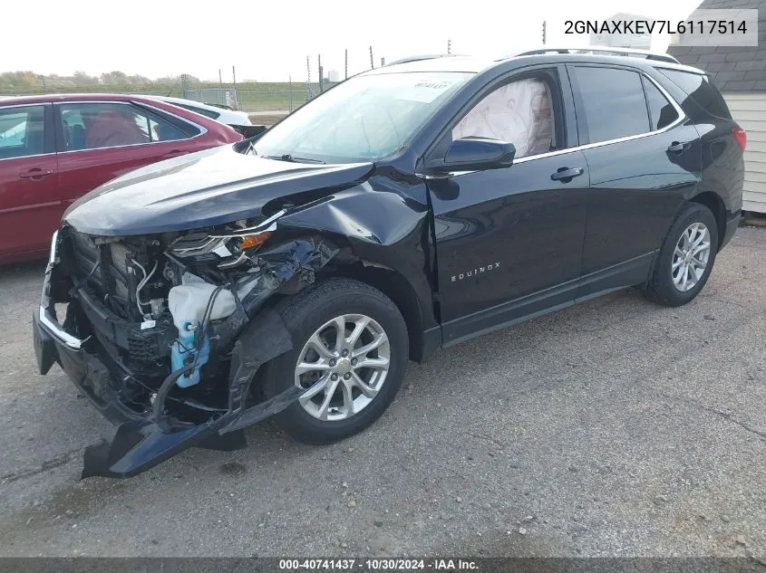 2020 Chevrolet Equinox Fwd Lt 1.5L Turbo VIN: 2GNAXKEV7L6117514 Lot: 40741437