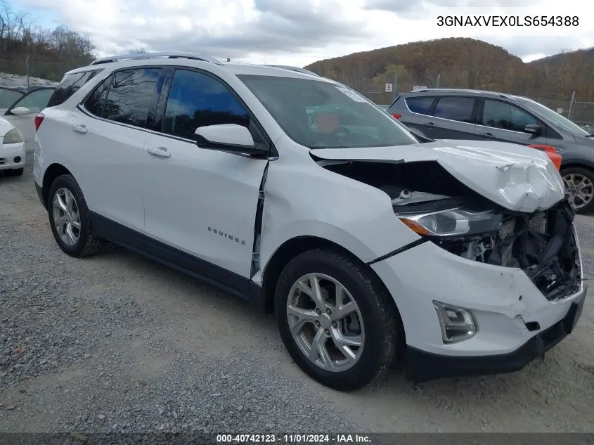 2020 Chevrolet Equinox Awd Lt 2.0L Turbo VIN: 3GNAXVEX0LS654388 Lot: 40742123