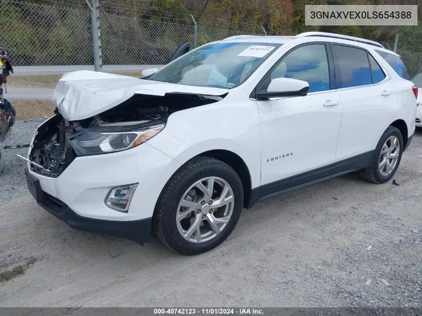 2020 Chevrolet Equinox Awd Lt 2.0L Turbo VIN: 3GNAXVEX0LS654388 Lot: 40742123