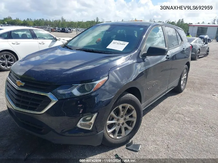 2020 Chevrolet Equinox Fwd Ls VIN: 3GNAXHEV9LS692959 Lot: 40742609