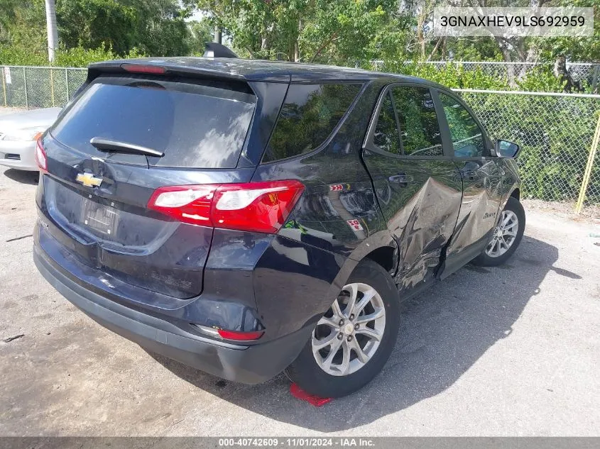 2020 Chevrolet Equinox Fwd Ls VIN: 3GNAXHEV9LS692959 Lot: 40742609