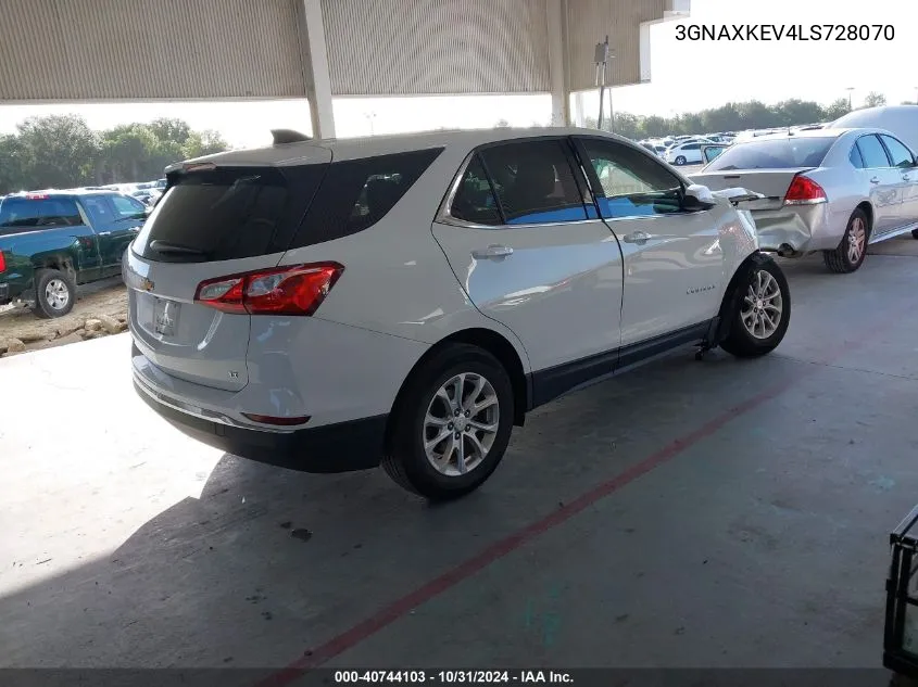 2020 Chevrolet Equinox Fwd Lt 1.5L Turbo VIN: 3GNAXKEV4LS728070 Lot: 40744103