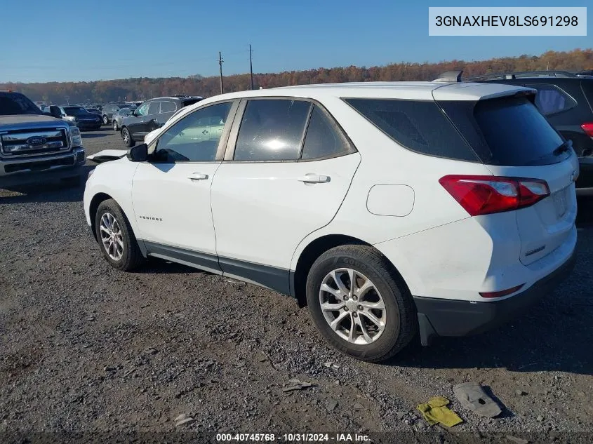 2020 Chevrolet Equinox Fwd Ls VIN: 3GNAXHEV8LS691298 Lot: 40745768