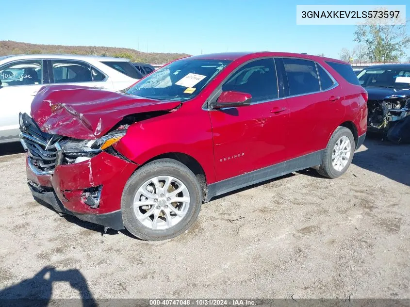 2020 Chevrolet Equinox Fwd Lt 1.5L Turbo VIN: 3GNAXKEV2LS573597 Lot: 40747048