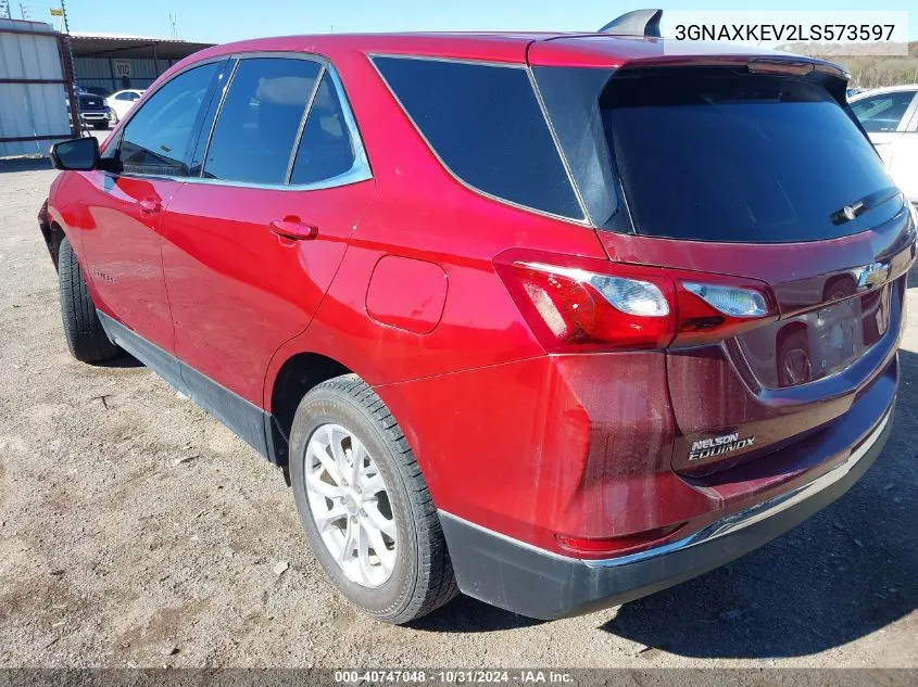 2020 Chevrolet Equinox Fwd Lt 1.5L Turbo VIN: 3GNAXKEV2LS573597 Lot: 40747048