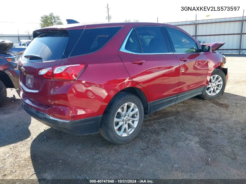 2020 Chevrolet Equinox Fwd Lt 1.5L Turbo VIN: 3GNAXKEV2LS573597 Lot: 40747048