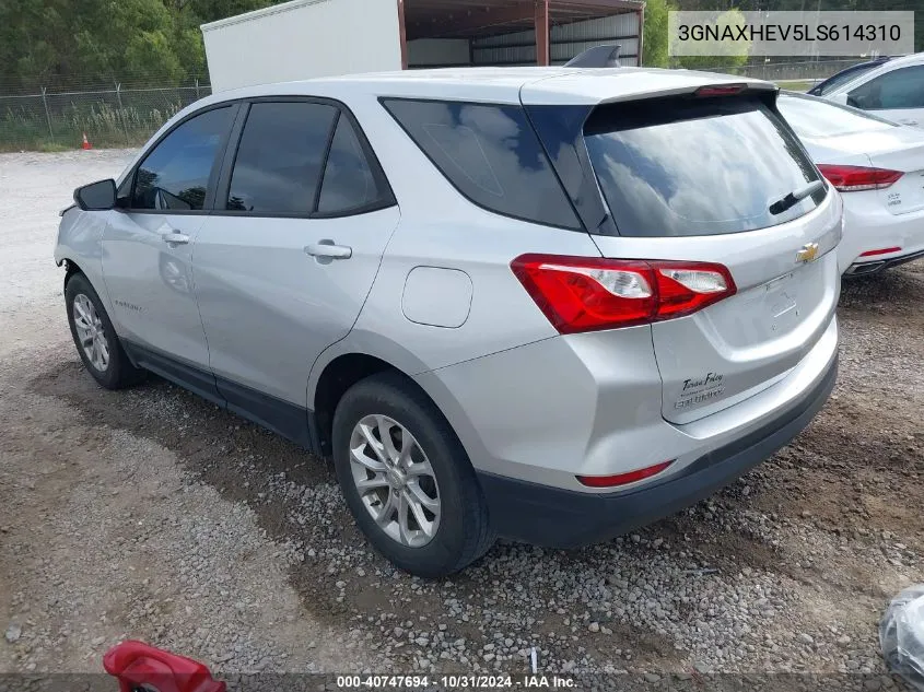 2020 Chevrolet Equinox Fwd Ls VIN: 3GNAXHEV5LS614310 Lot: 40747694