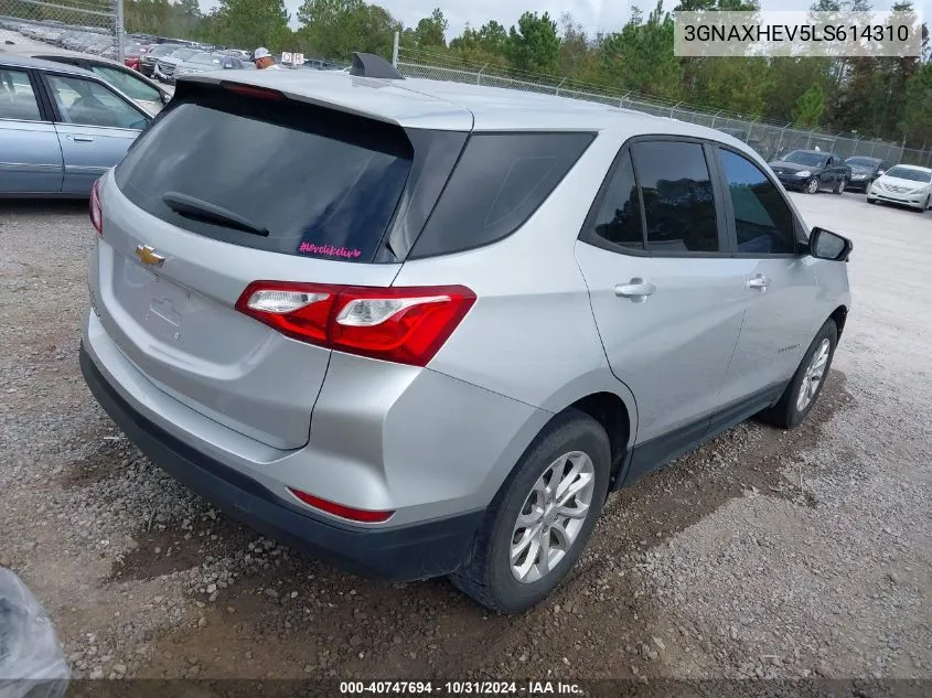 2020 Chevrolet Equinox Fwd Ls VIN: 3GNAXHEV5LS614310 Lot: 40747694