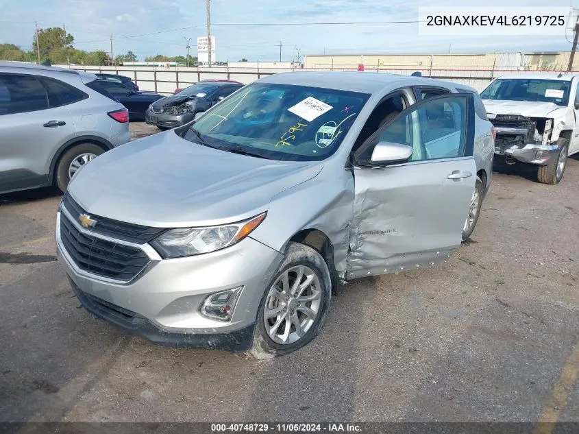 2020 Chevrolet Equinox Fwd Lt 1.5L Turbo VIN: 2GNAXKEV4L6219725 Lot: 40748729