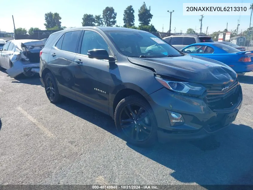 2020 Chevrolet Equinox Fwd Lt 1.5L Turbo VIN: 2GNAXKEV0L6213310 Lot: 40749940