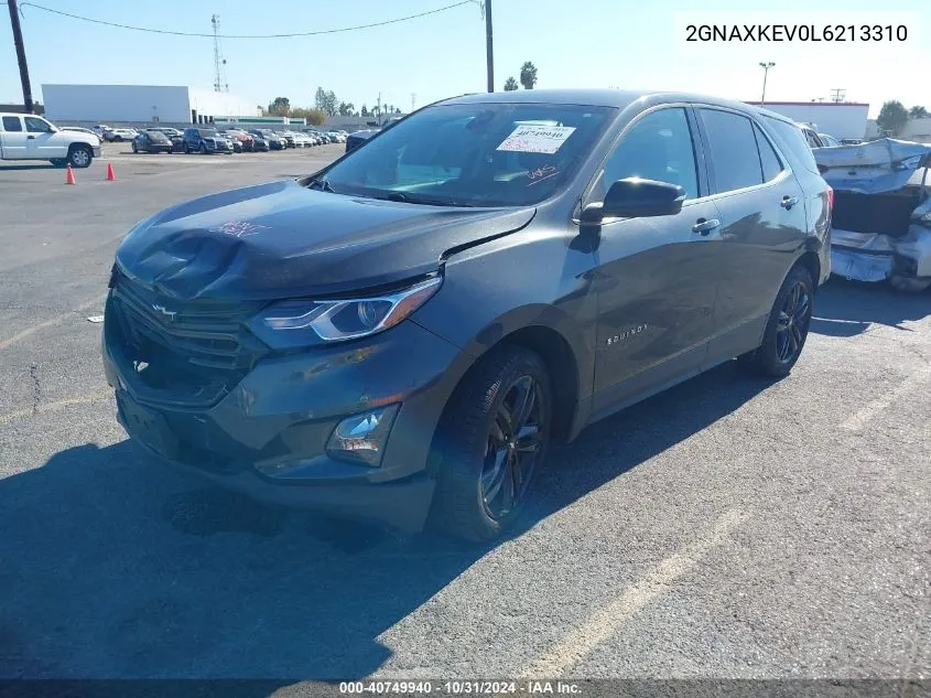 2020 Chevrolet Equinox Fwd Lt 1.5L Turbo VIN: 2GNAXKEV0L6213310 Lot: 40749940