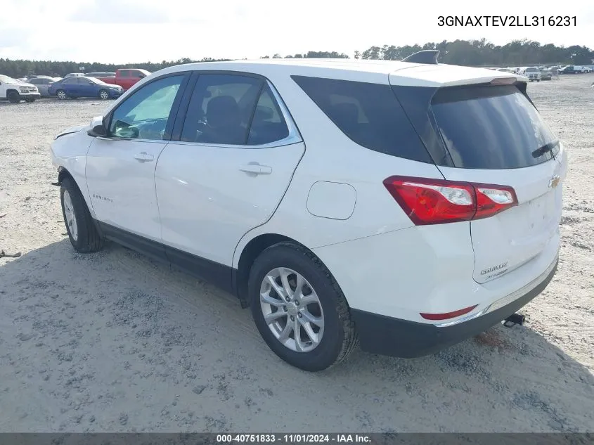 2020 Chevrolet Equinox Awd 2Fl VIN: 3GNAXTEV2LL316231 Lot: 40751833