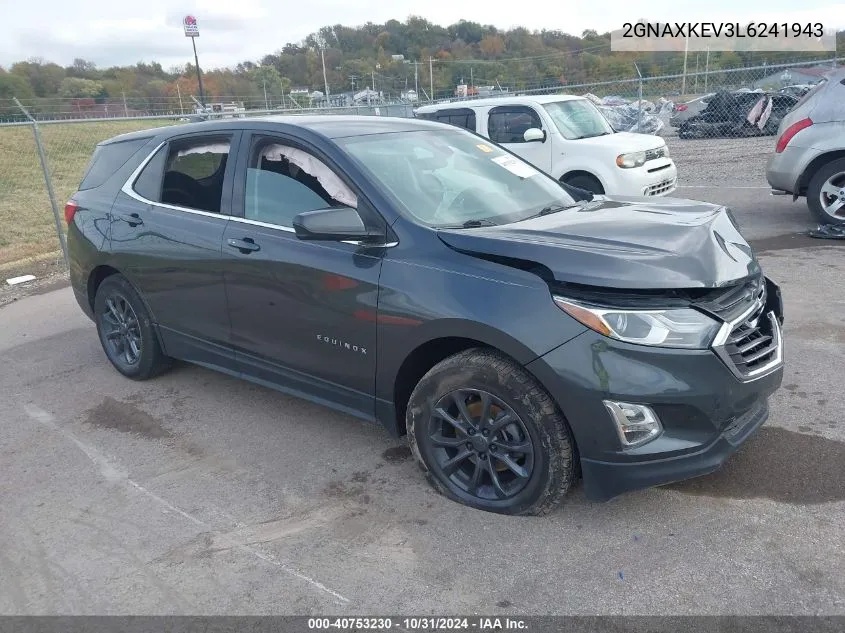 2020 Chevrolet Equinox Fwd Lt 1.5L Turbo VIN: 2GNAXKEV3L6241943 Lot: 40753230