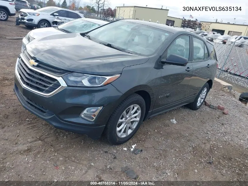 2020 Chevrolet Equinox Fwd 1Fl VIN: 3GNAXFEV0LS635134 Lot: 40758314