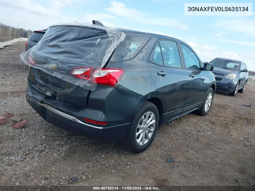 2020 Chevrolet Equinox Fwd 1Fl VIN: 3GNAXFEV0LS635134 Lot: 40758314