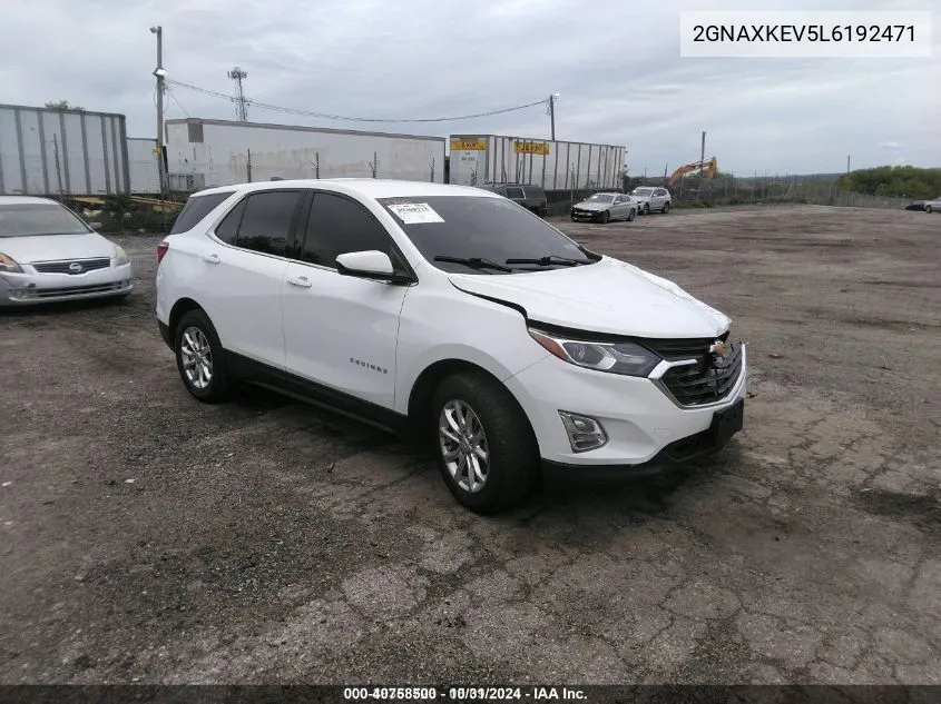 2020 Chevrolet Equinox Fwd Lt 1.5L Turbo VIN: 2GNAXKEV5L6192471 Lot: 40758500