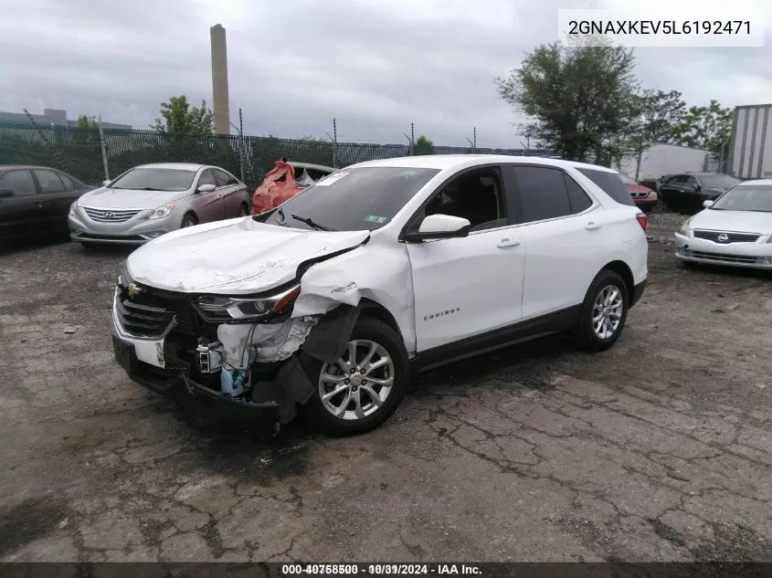 2020 Chevrolet Equinox Fwd Lt 1.5L Turbo VIN: 2GNAXKEV5L6192471 Lot: 40758500