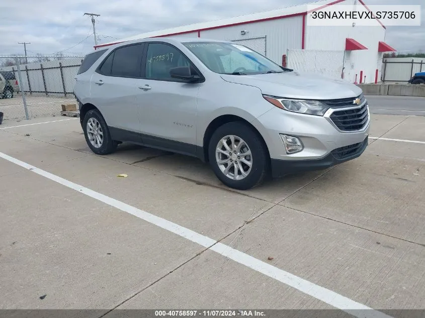 2020 Chevrolet Equinox Fwd Ls VIN: 3GNAXHEVXLS735706 Lot: 40758597