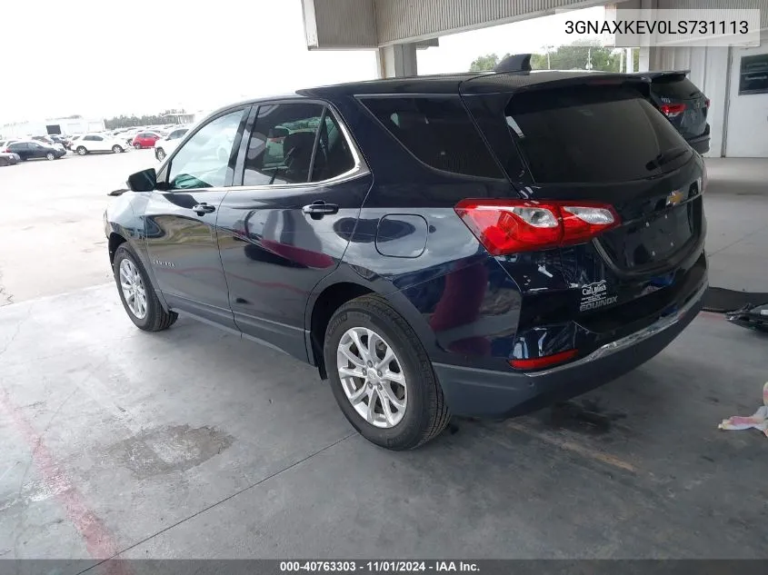 2020 Chevrolet Equinox Fwd Lt 1.5L Turbo VIN: 3GNAXKEV0LS731113 Lot: 40763303