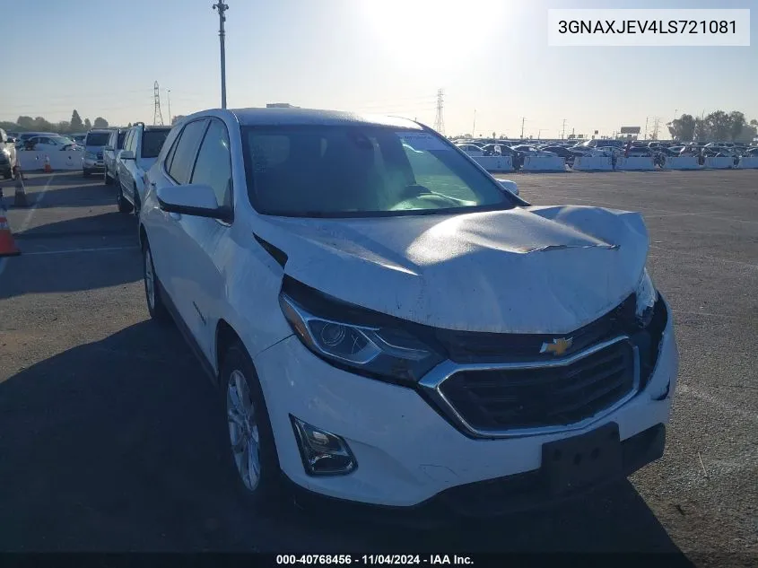 2020 Chevrolet Equinox Fwd 2Fl VIN: 3GNAXJEV4LS721081 Lot: 40768456