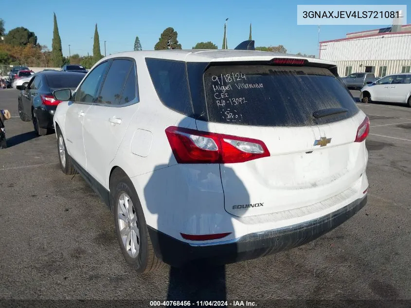 2020 Chevrolet Equinox Fwd 2Fl VIN: 3GNAXJEV4LS721081 Lot: 40768456