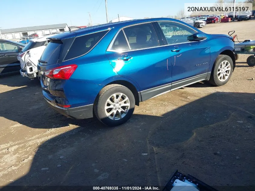 2020 Chevrolet Equinox Awd Lt 1.5L Turbo VIN: 2GNAXUEV6L6115197 Lot: 40769335