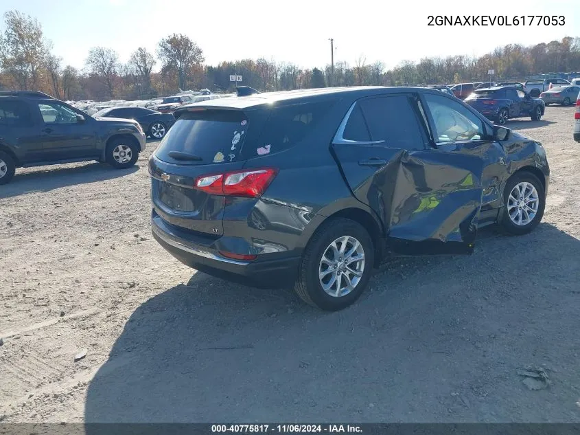 2020 Chevrolet Equinox Fwd Lt 1.5L Turbo VIN: 2GNAXKEV0L6177053 Lot: 40775817